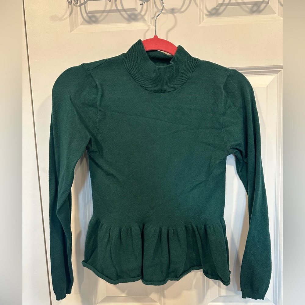 Emerald green mock neck sweater/top